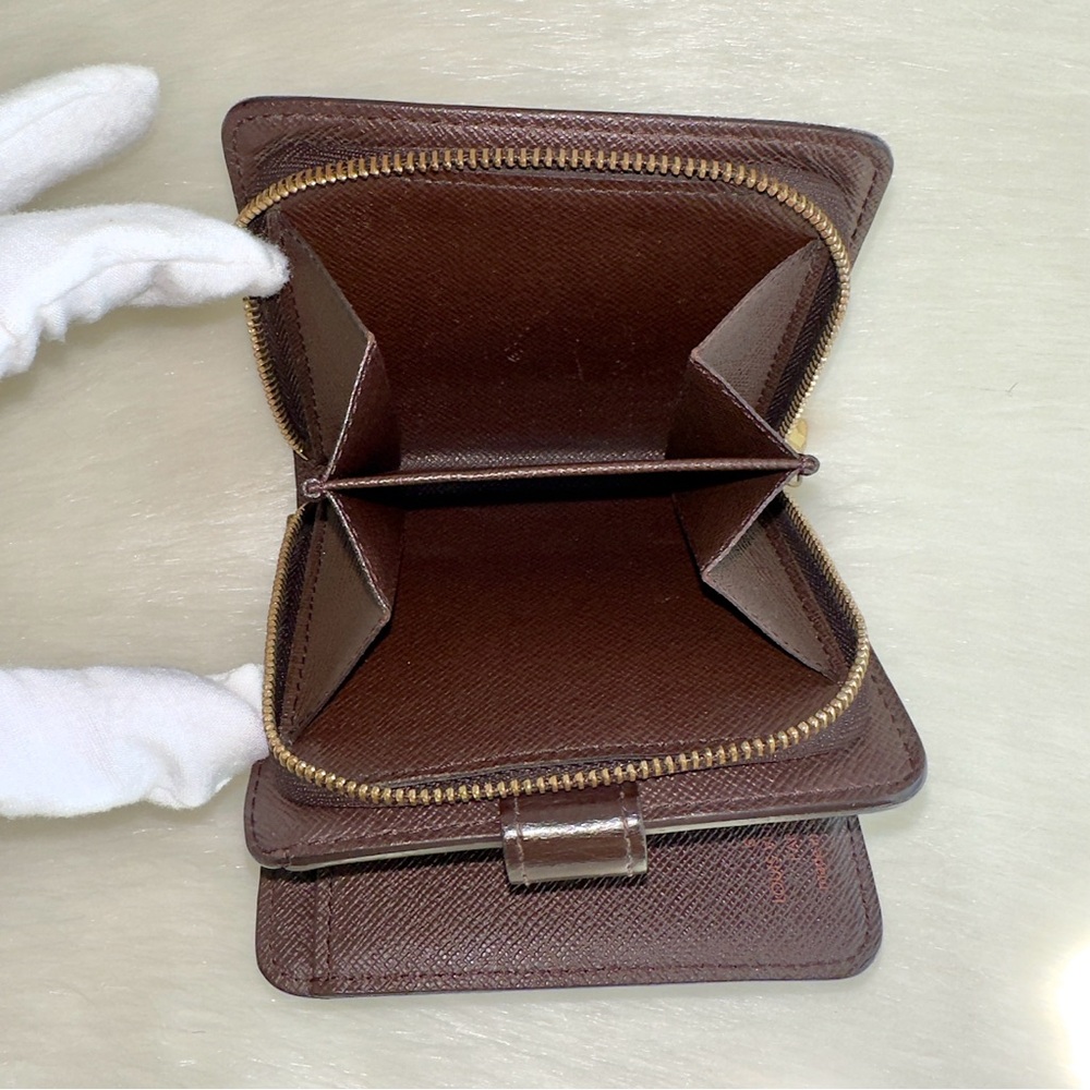 ✨Authentic LOUIS VUITTON Damier Ebene Compact Zip Bifold Wallet Brown - Picture 12 of 16